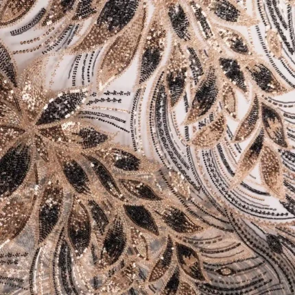 مطرزات تل إكسسوارات تصميم 8لون 05– لقطة قريبة تبرز كثافة التطريز ولمعة الترتر